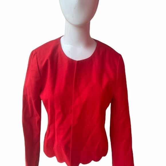 J. Crew Jacket Linen/ Cotton Long Sleeves Collarless Rounded Bottom Accent Sz S - Picture 1 of 7